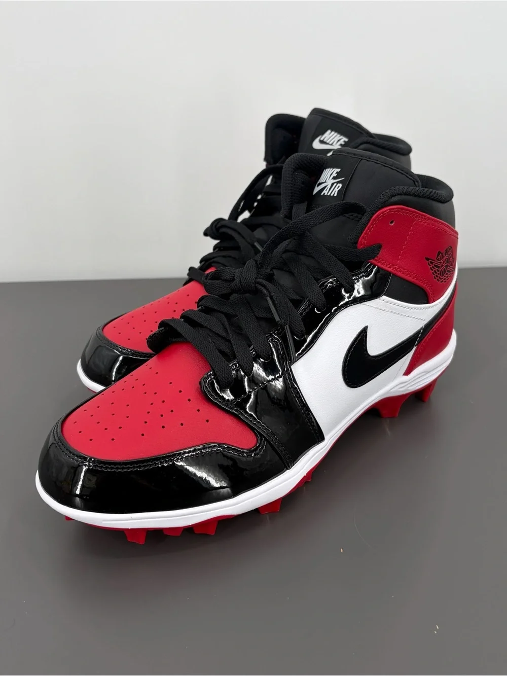 New‎ Men’s Nike Air Jordan 1 MID TD Red Black Baseball Cleats Size 12 FJ6805 601